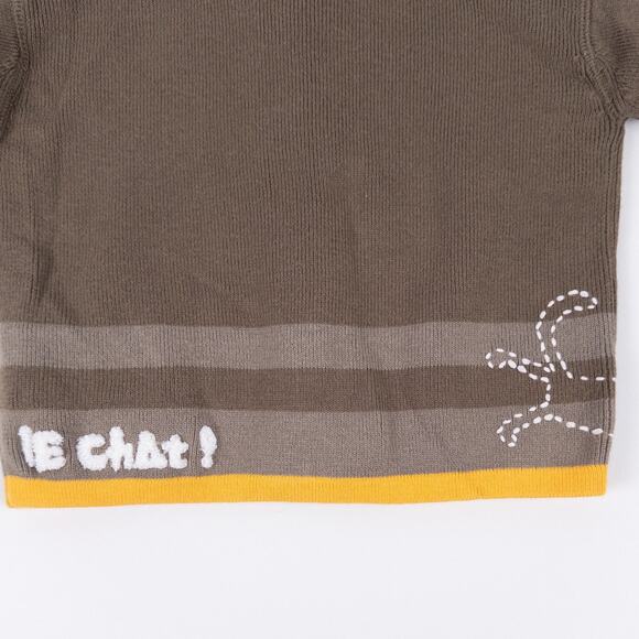 Catimini Cat Polo Knit Zip Sweater Cardigan Brown Yellow Size 12 months (74 cm) - Picture 6 of 8